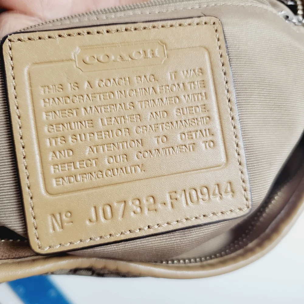 COACH East-West Jacquard Signature Suede Shoulder Bag Hobo Purse F11395 Handbag - Picture 4 of 16